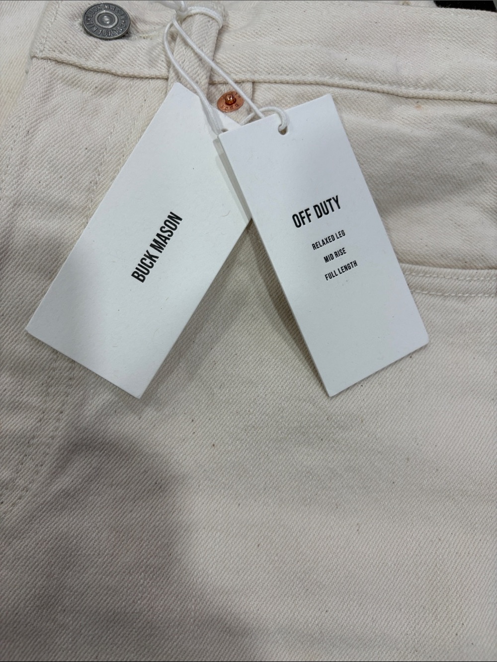 Buck Mason NWT Women’s N008 Off Duty Jean Japanese Seeded Natural Denim Size 23 - Picture 2 of 16